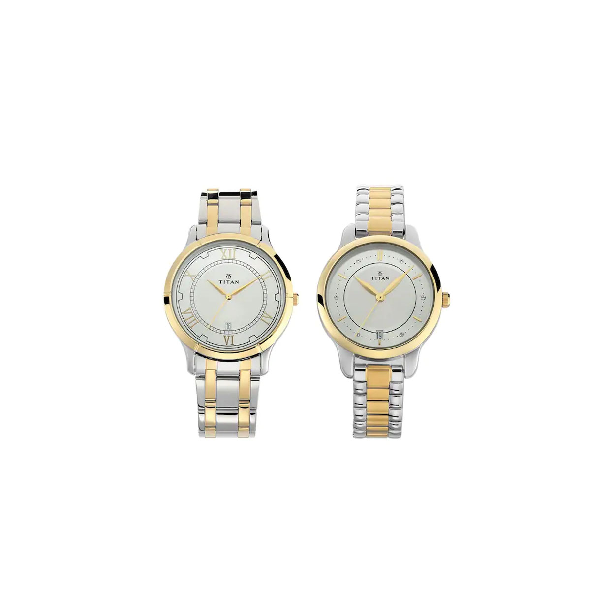 Bandhan Silver White Dial Stainless Steel Pair Watches 17752481BM01